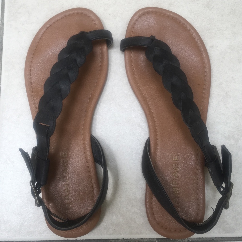 Rampage Black Faux Leather Sandals